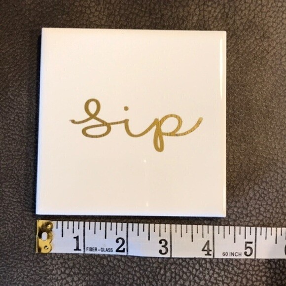 SIP CERAMIC WHITE AND GOLD DRINK COASTER - Picture 3 of 4